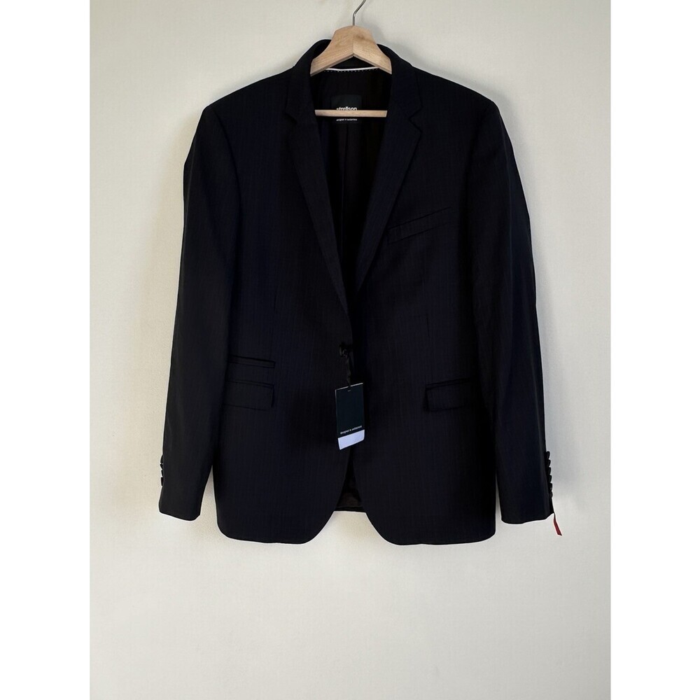 Strellson men's new Slim Fit blazer jacket , Men's size 48, plaid in navy